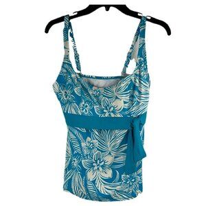 BEACH HOUSE top TANKINI swim bathing suit size 8 Turquoise Tropical Print